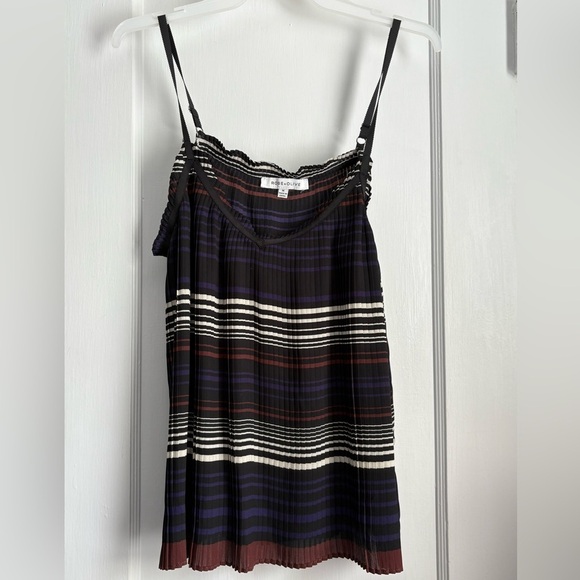 Ross-Olive Spaghetti Straps Pleat Striped Camisole Tank Top, Size: Medium - Picture 2 of 7